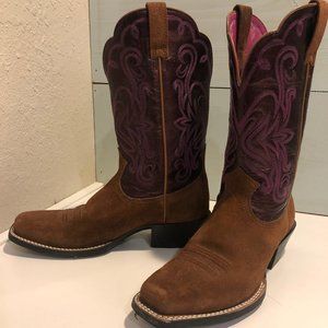 ARIAT Women's Cowboy Boots ~ Brown / Purple ~ Sz 8
